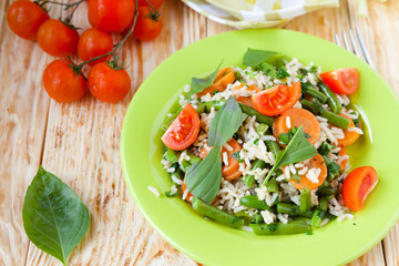 long grain rice with steamed vegetables