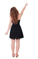 Fototapeta premium Back view of pointing woman.