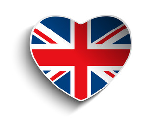Vector - UK Flag Heart Paper Sticker