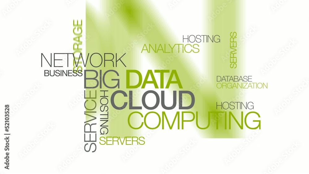 Wall mural network big data cloud computing words tag cloud animation