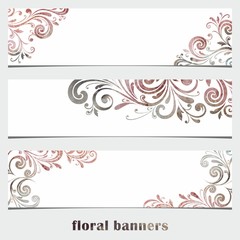 Grunge floral banners. Watercolor vintage background.