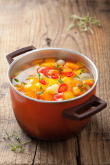 vegetable soup in pot