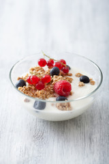 healthy breakfast with yogurt and granola