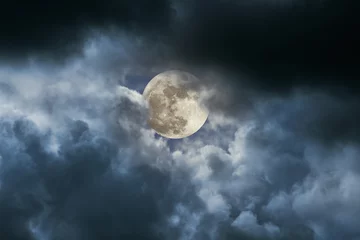 Rolgordijnen Full moon in a cloudy night © Zacarias da Mata