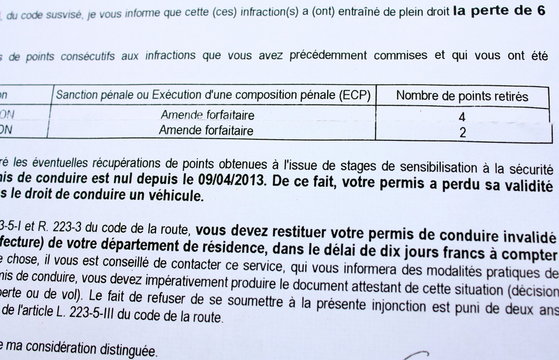 retrait de permis,retrait de points