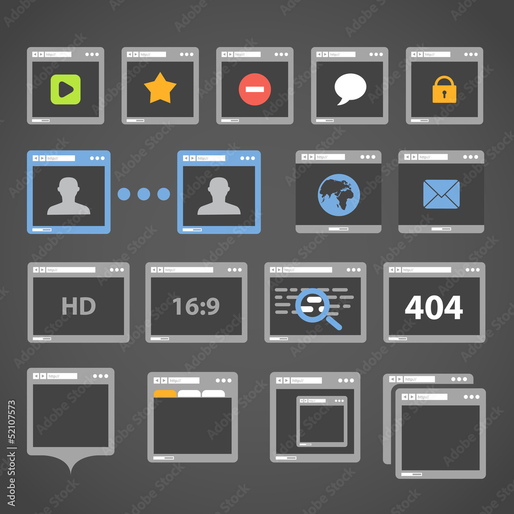 Poster Web browser icons collection