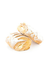 Fresh and tasty croissant isolated on white background.