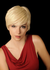 Pretty girl with short light blond hair