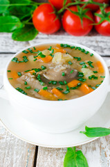 Mushroom soup with buckwheat