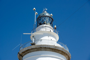 Lighthouse of Malaga harbor, detail of the top