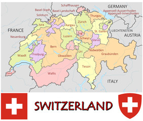 Switzerland Europe emblem map symbol administrative divisions