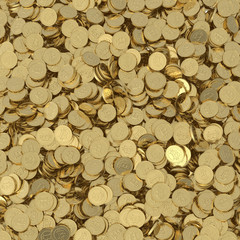 Golden Bitcoins background - clipping path
