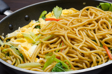 Yakisoba Thai style,Thai noodle in pan