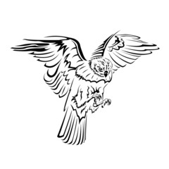 falcon flight tattoo black and white