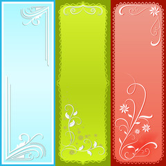 Vertical color floral vector banners.