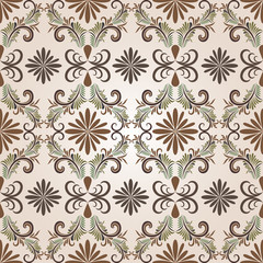 Seamless brown floral vector pattern.