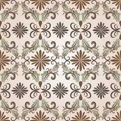 Foto op Canvas Seamless brown floral vector pattern. © More Images