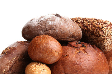 delicious rye breads isolated on white