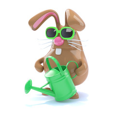 Chocolate bunny waters his carrots © Steve Young