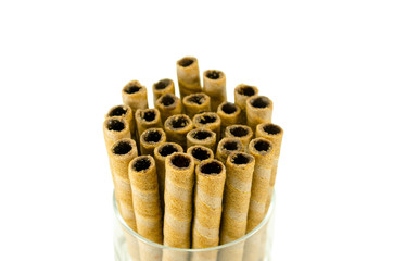 sweet tubules rolls sticks with chocolate cream
