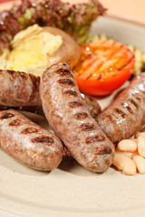 sausages with grilled vegetables