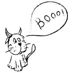 Cat with funny horns and speech bubble