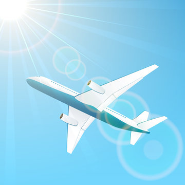 Airplane on sky background