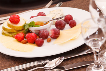 cheese and fruits for appetizer