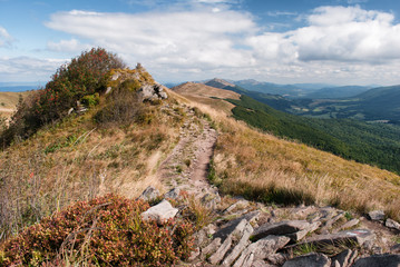 Tourist trail in the Bieszczady Mountains, Europe, Poland
