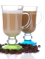 Layered coffee isolated on white