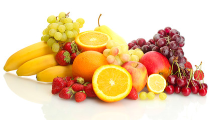 exotic fruits and berries isolated on white