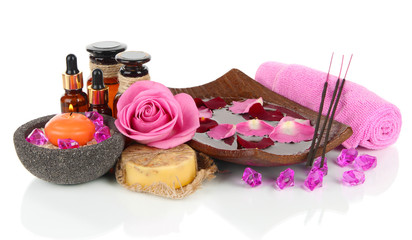 Spa composition with aroma oils isolated on white