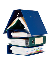 House shape made from many business documents