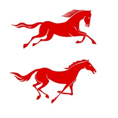 Fototapeta na wymiar silhouettes of running horses