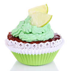 Delicious beautiful cupcake isolated on white