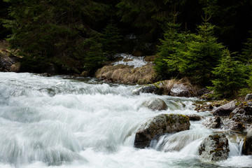 Beautiful waterfall in Tatry woods