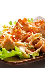 Salmon with Caviar and Noodles