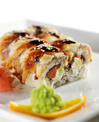 Salmon and Smoked Eel Maki Sushi