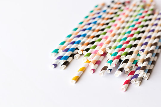 Paper Straws in Many Colors Isolated Background
