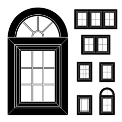vector plastic window black icons