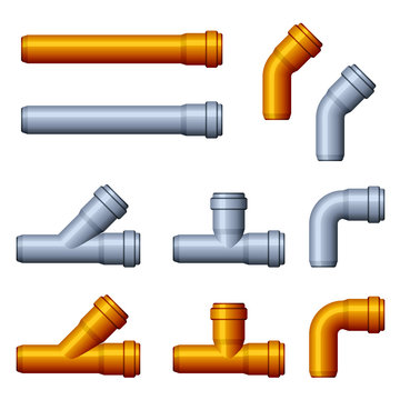 vector PVC sewer pipes orange gray