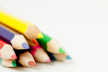 A stack of colored pencils