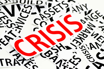 The sections of the paper on the crisis in red