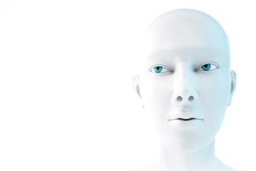 3d white woman face isolated on white background