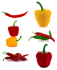 Red hot chili pepper on white background.