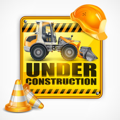 Under construction sign square, Under construction sign square