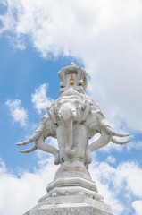 Fototapeta na wymiar Four face white elephant statue