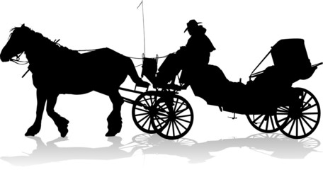Silhouette of a horse put to a cart