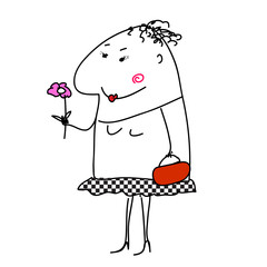 Kartoon Frau mit Blume