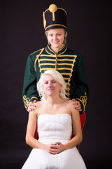 beautiful bride and hussar